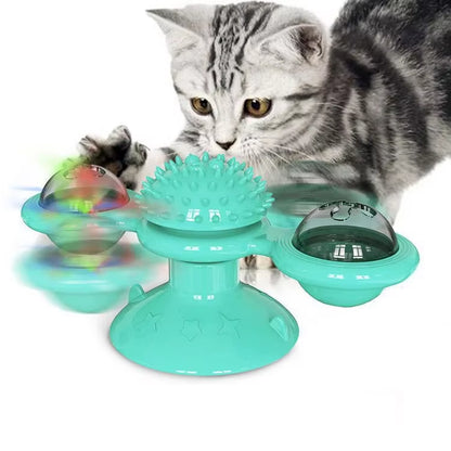 Windmill Cat Toy Interactive Pet Toys for Cats Puzzle Cat Game Toy with Whirligig Turntable for Kitten Brush Teeth Pet Supplies