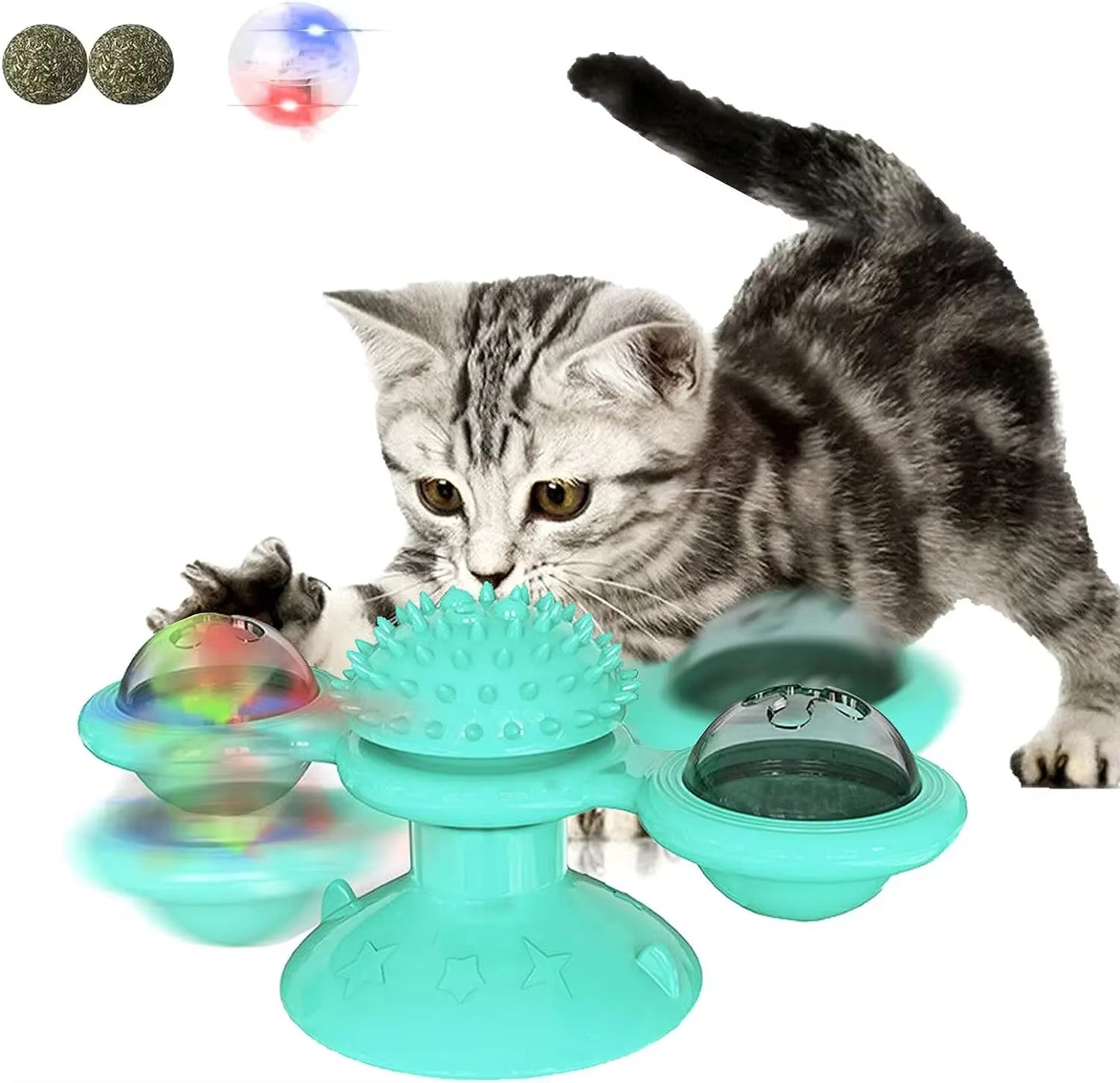 Windmill Cat Toy Interactive Pet Toys for Cats Puzzle Cat Game Toy with Whirligig Turntable for Kitten Brush Teeth Pet Supplies