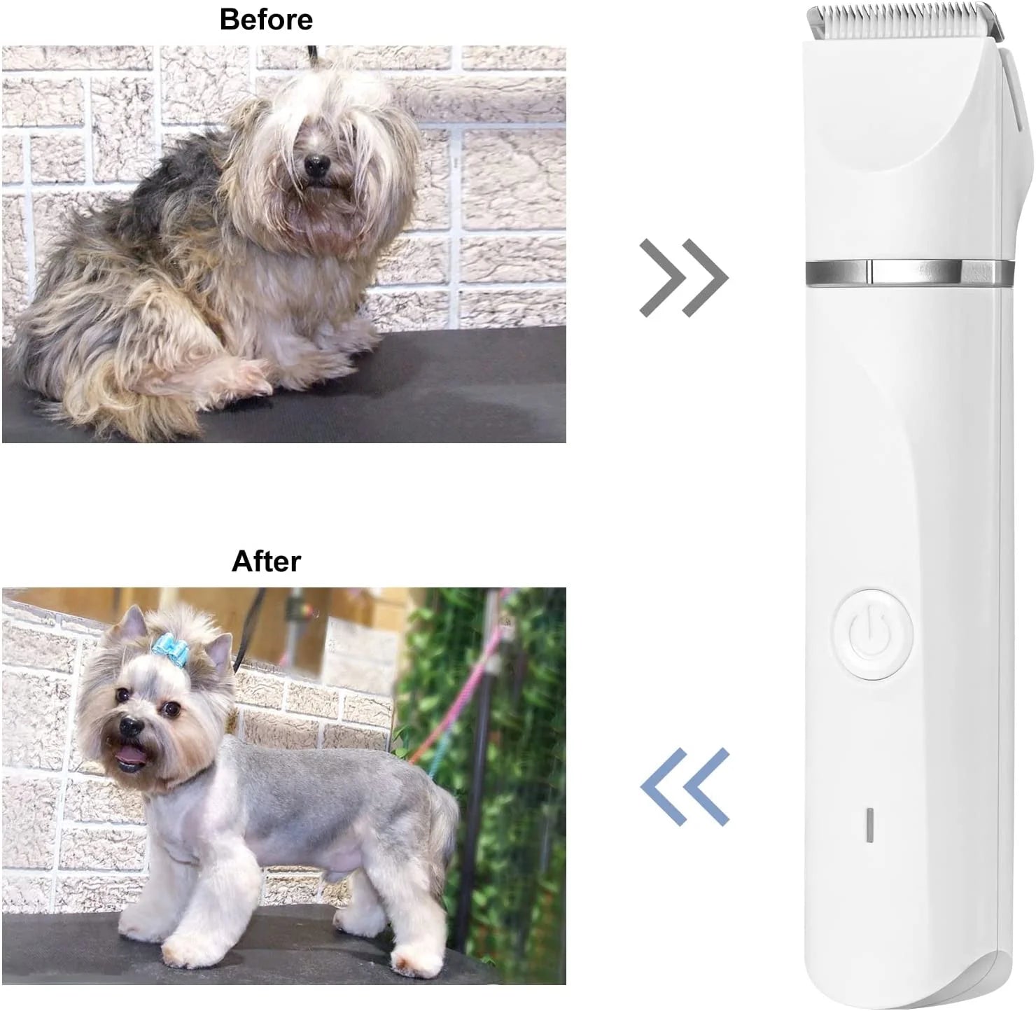 Dog Clippers , Dog Grooming Kit, Rechargeable Low Noise Cordless Pet Clippers with 4 Size Trimmer Head, Complete Set of Dog Grooming Tools for Dogs, Cats and Other Pets